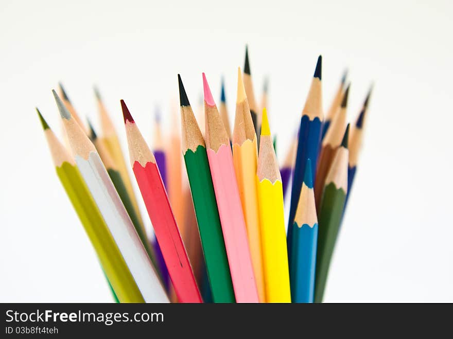 Colored pencils isolated on white background. Colored pencils isolated on white background