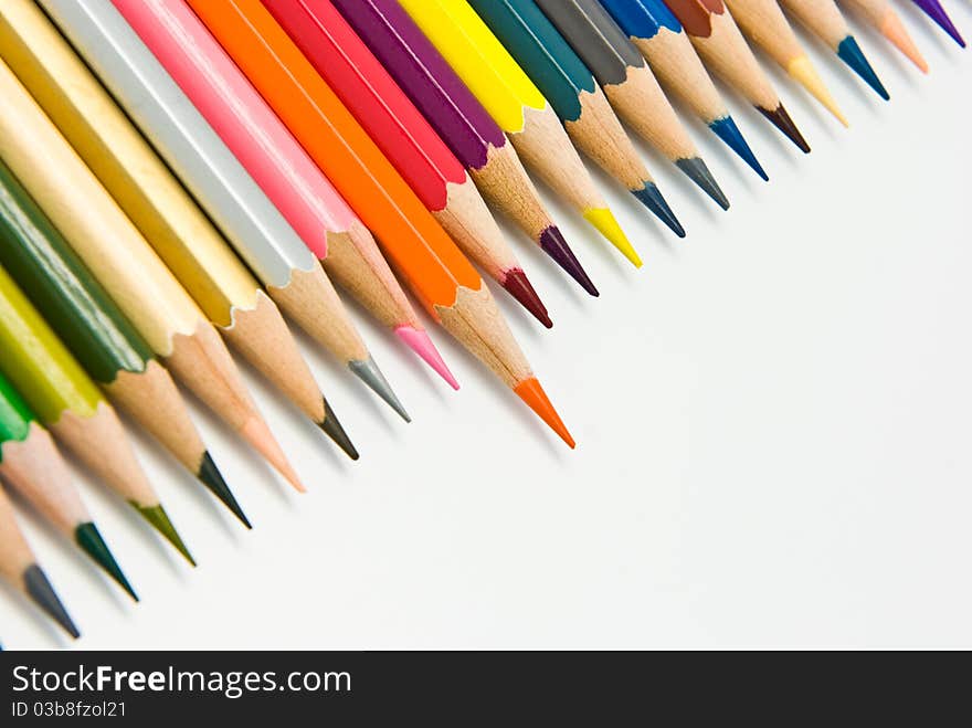 Colored pencils isolated on white background. Colored pencils isolated on white background