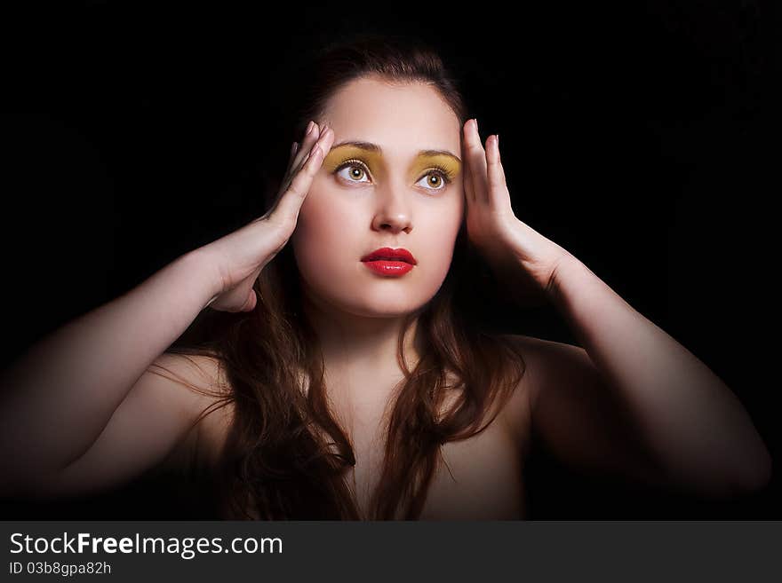 Thoughtful beautiful woman