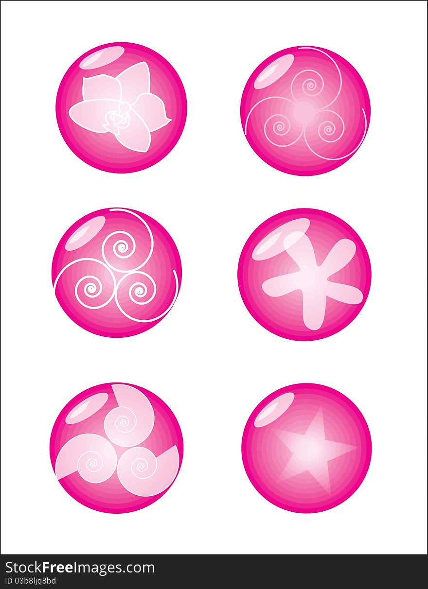 Glossy ball magenta logo elements. Glossy ball magenta logo elements