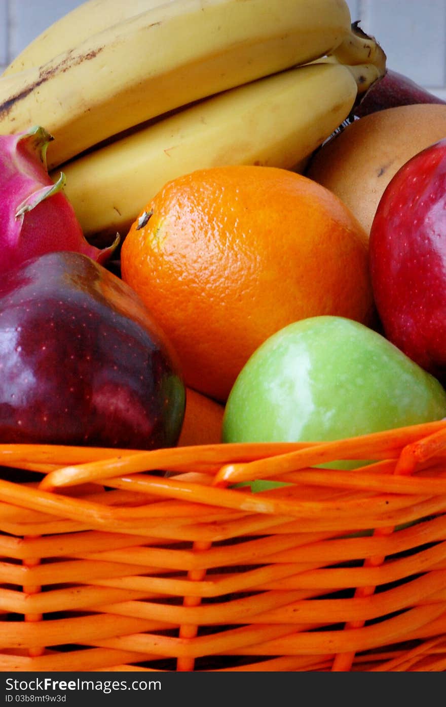 Colorful fruits in the basket