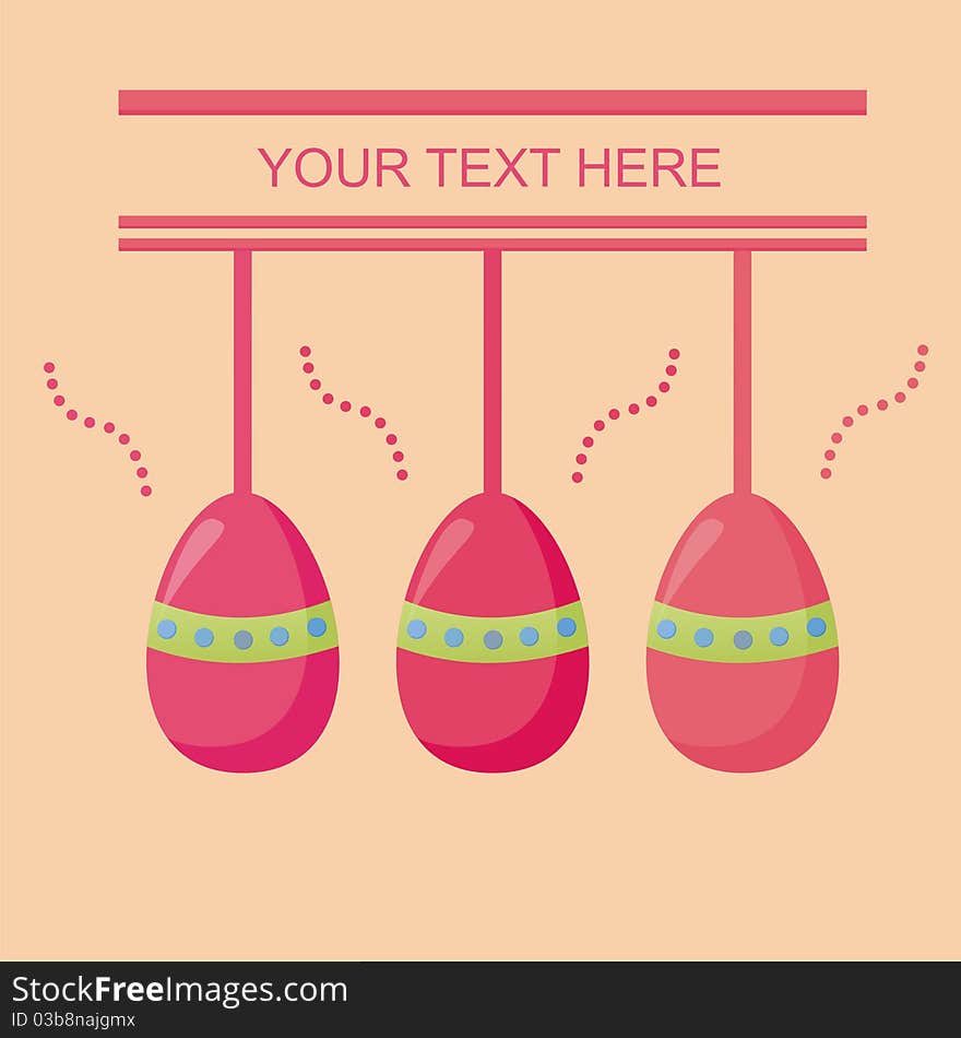 Cute easter card with decorated eggs