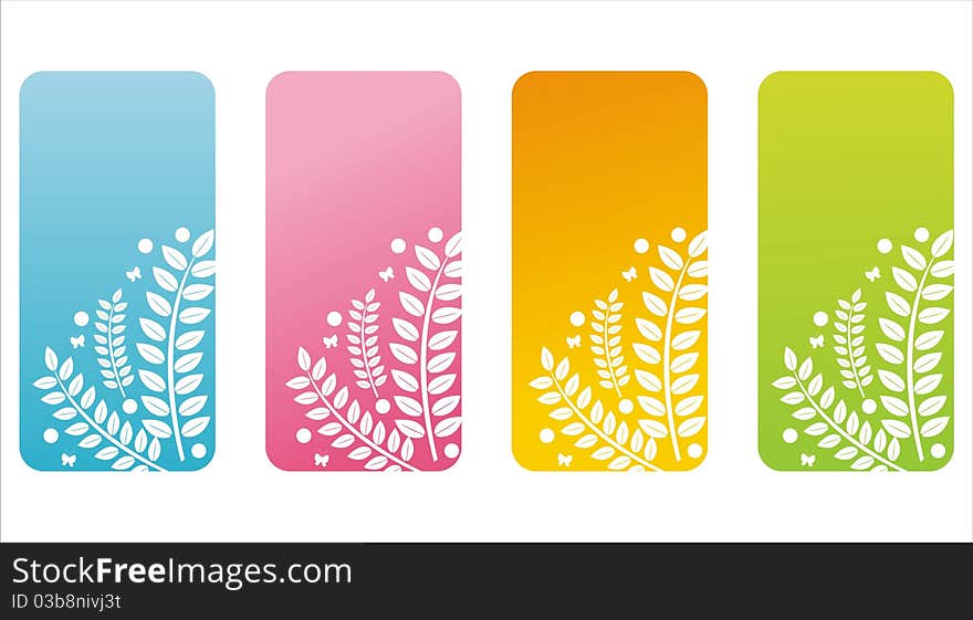 Set of 4 colorful floral banners