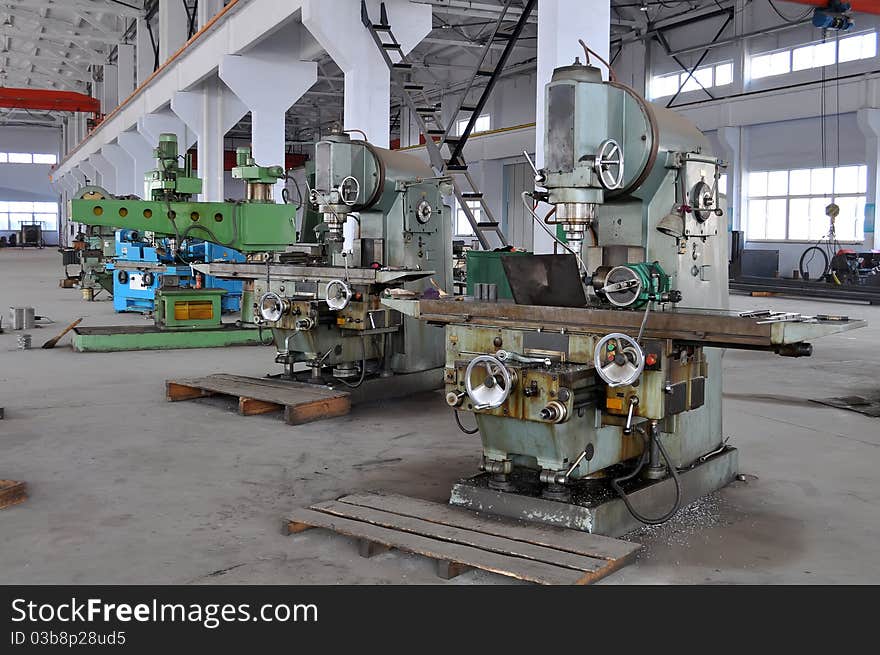 Heavy industrial production workshop panorama with no one, in China,. Heavy industrial production workshop panorama with no one, in China,