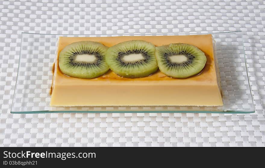 Custard picture with kiwi slices. Custard picture with kiwi slices