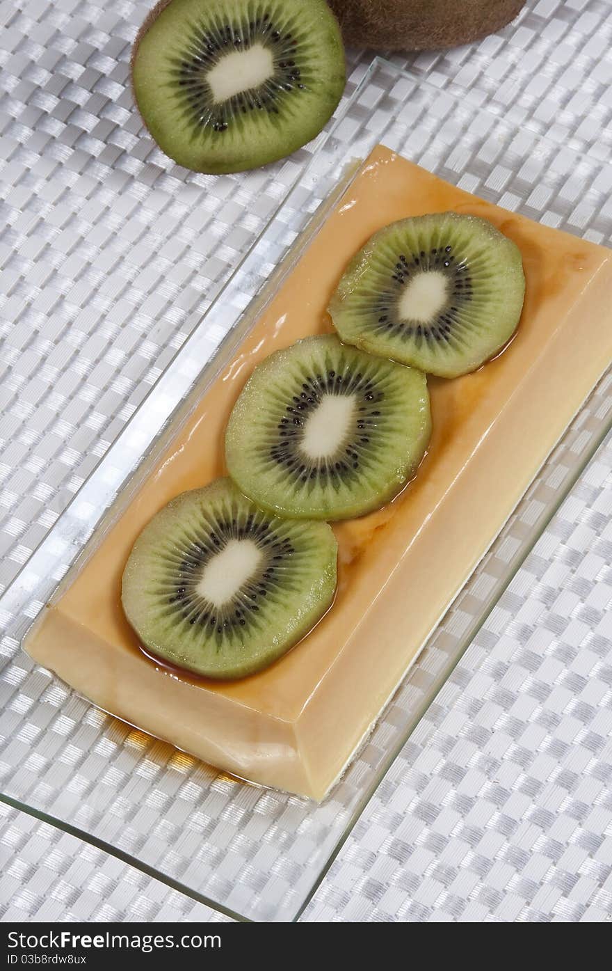 Custard picture with kiwi slices. Custard picture with kiwi slices