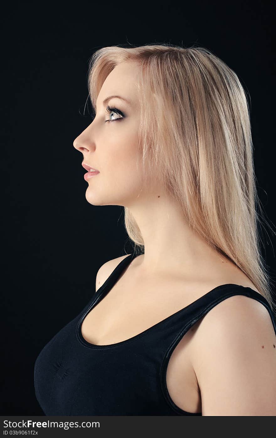 Beauty blonde on black