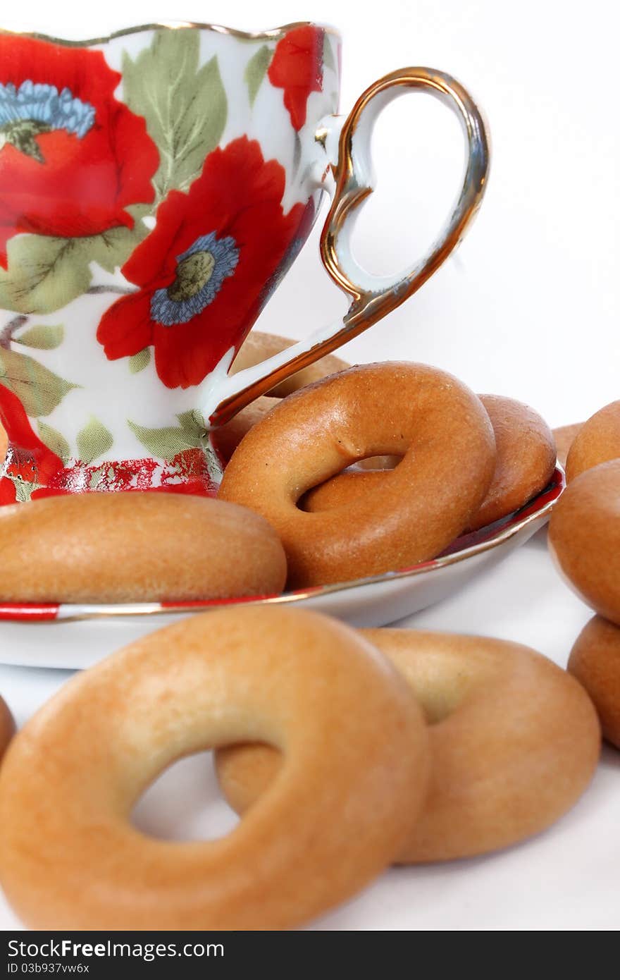 Cup of tea with bagels