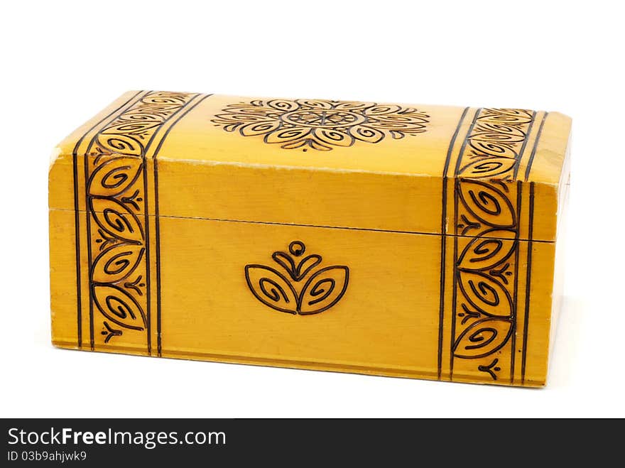 Antique Wooden Jewellery Box, isolated on white, with clipping path. Antique Wooden Jewellery Box, isolated on white, with clipping path