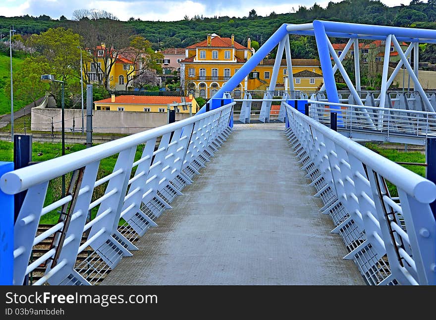 Iron Bridge in the course of the park in the center of Lisbon