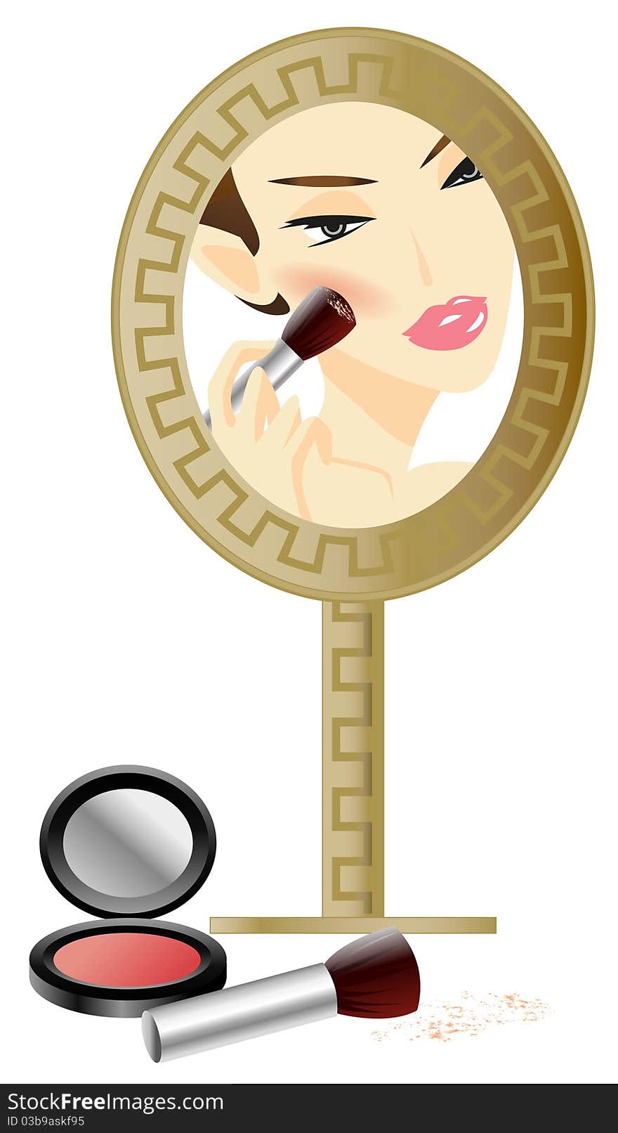 Woman in the Mirror with make up accessories