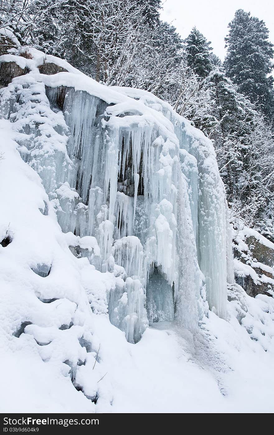 On a wood edge the falls have stiffened, beautiful icicles have turned out many. On a wood edge the falls have stiffened, beautiful icicles have turned out many.