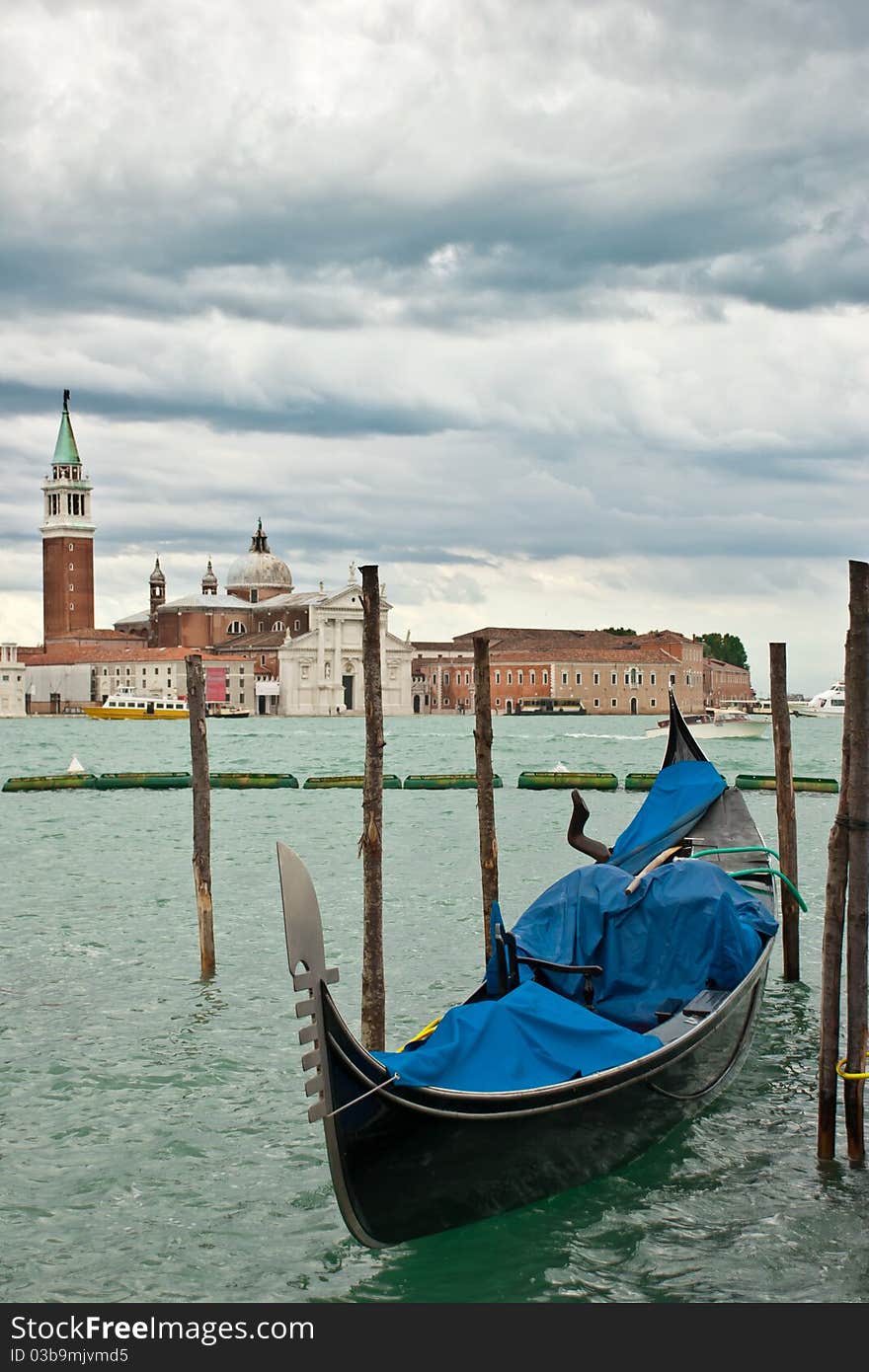 Gondola On Grand Canal In Venice.