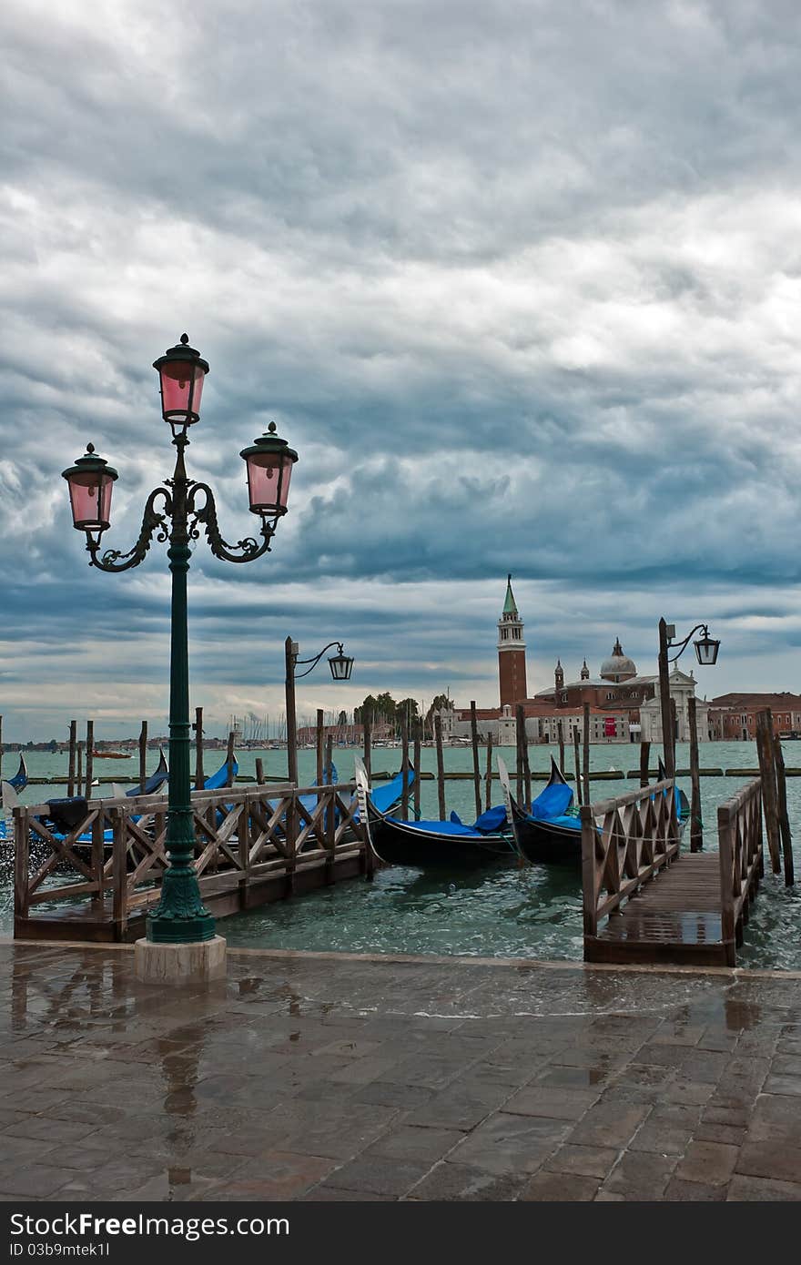 Grand Canal in Venice on a cloudy day.