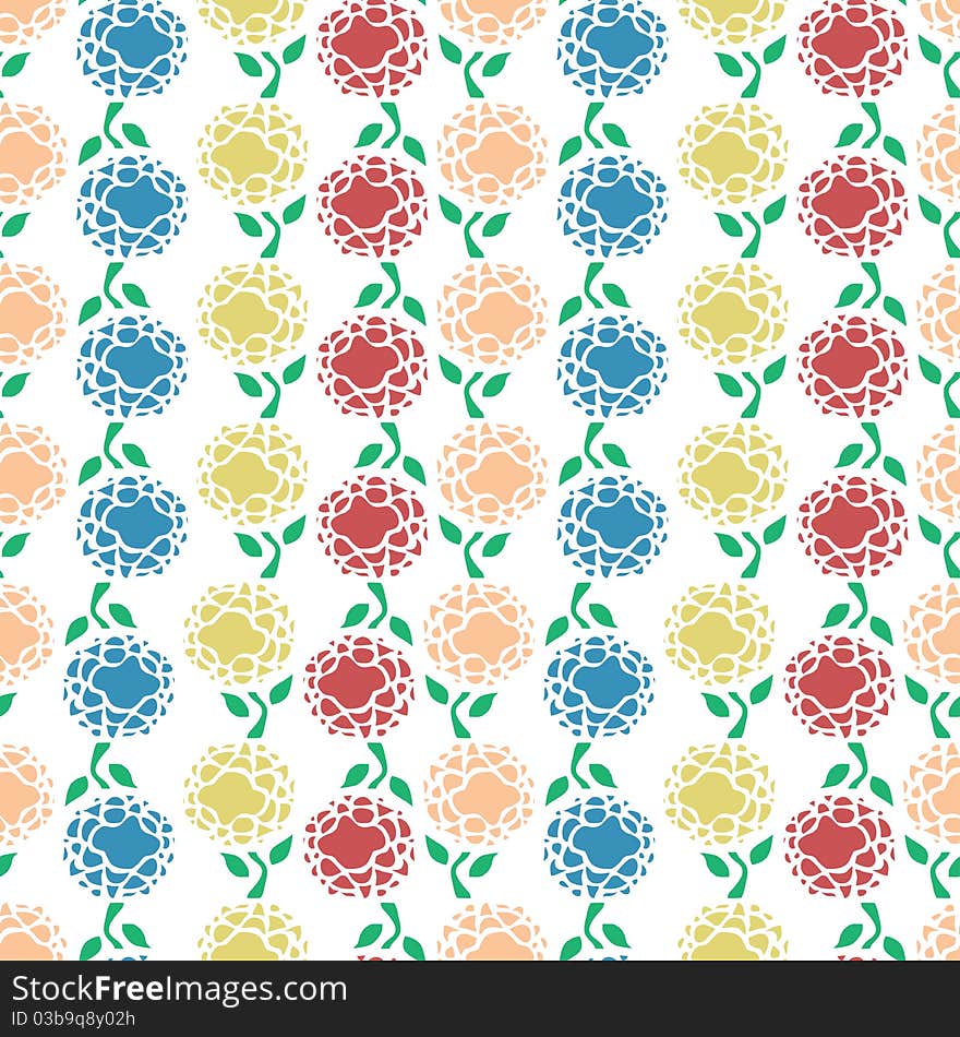 Colourful flowers repeatable pattern