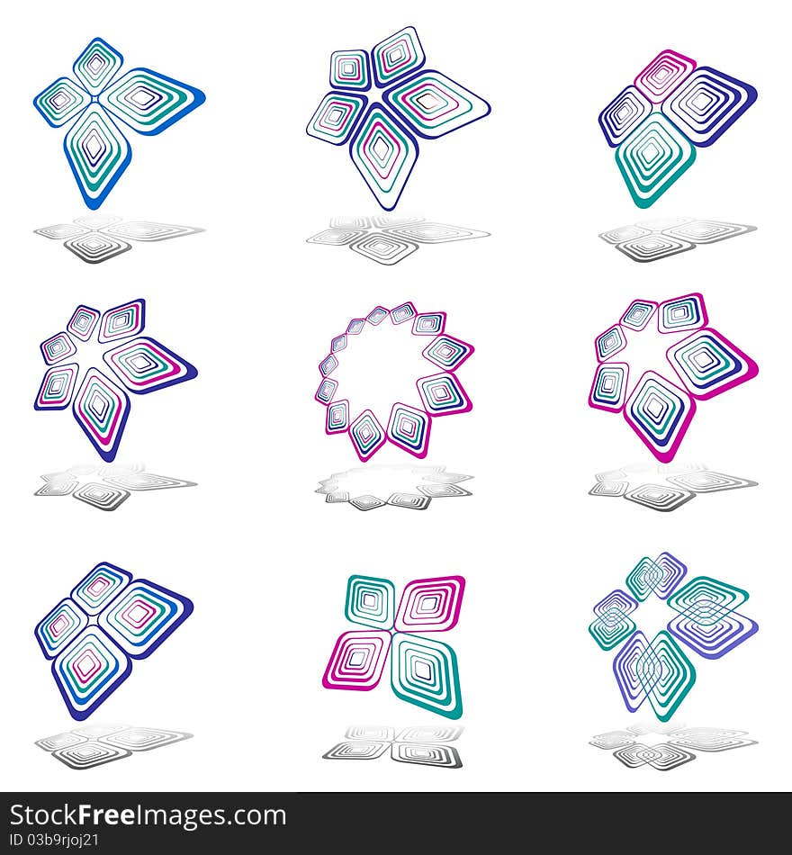 Decorative color design elements set. Vector art.