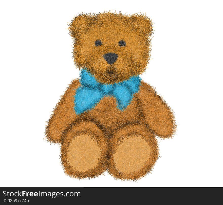 Downy fluffy bear on the isolated background