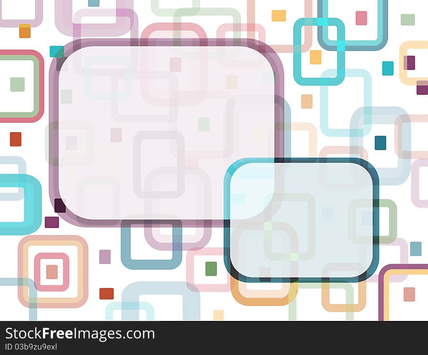 Selection of transparent colourful overlapping rectangles on a background with two 'hero' rectangles with space for text. Selection of transparent colourful overlapping rectangles on a background with two 'hero' rectangles with space for text