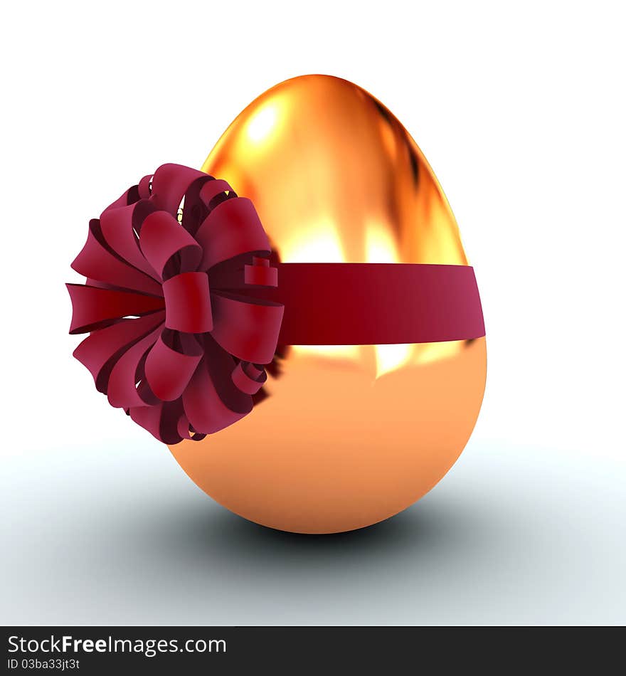 Gold egg round which gift ribbon