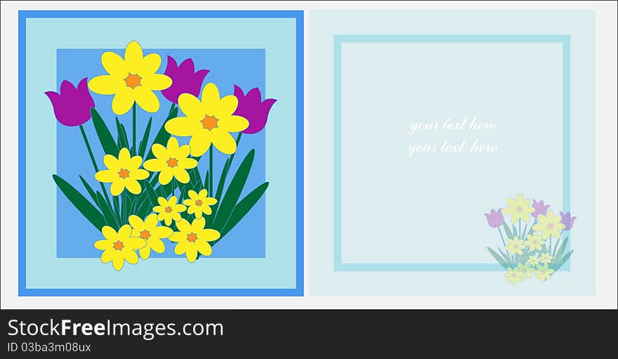 Spring Flowers Greetings Card Template