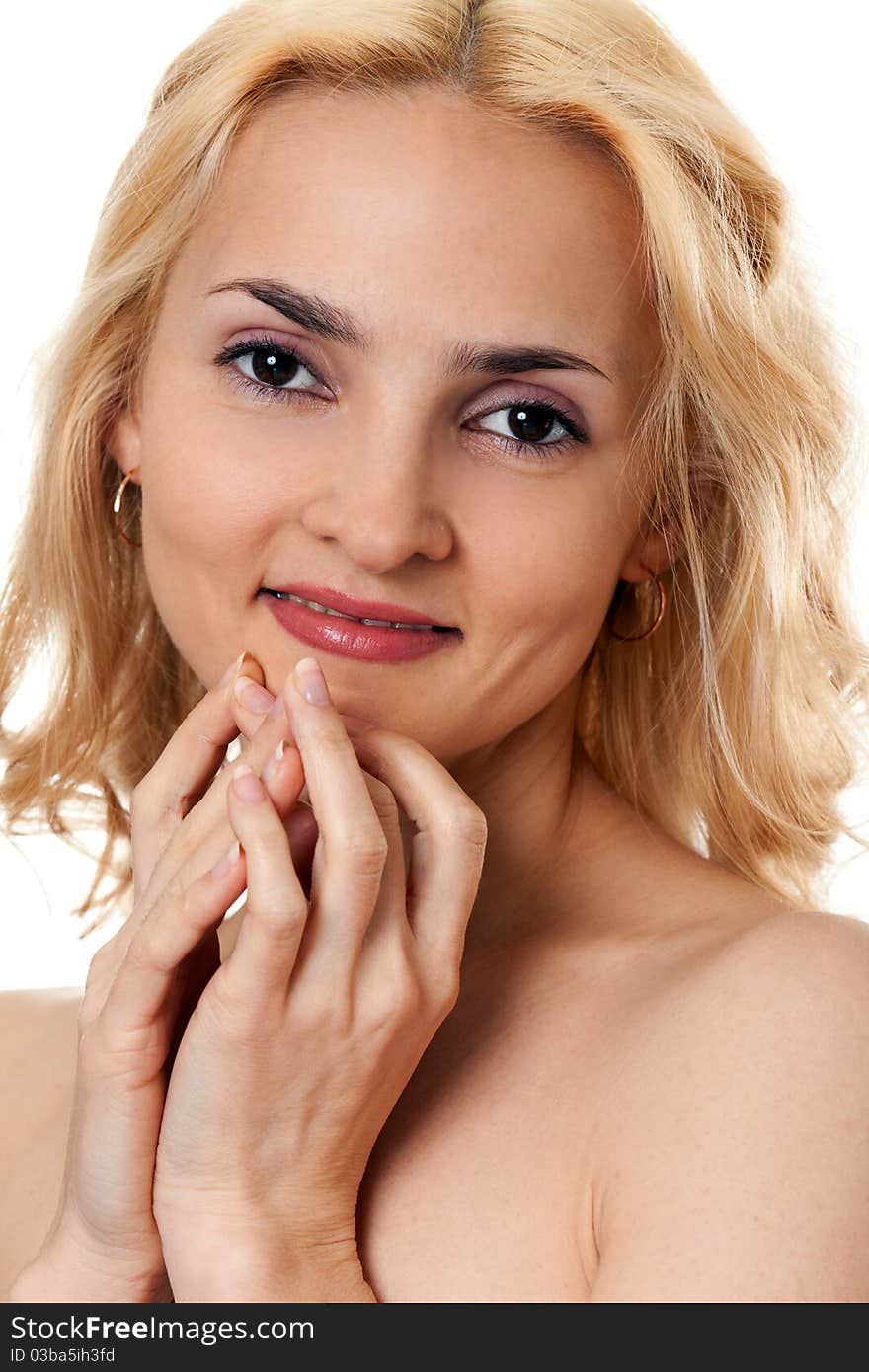 Portrait of a beautiful blonde isolated on white background