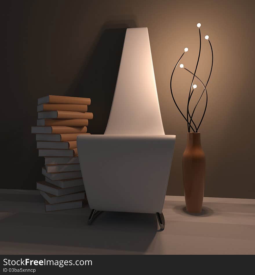 Nightly reading by the light of lamp. Nightly reading by the light of lamp