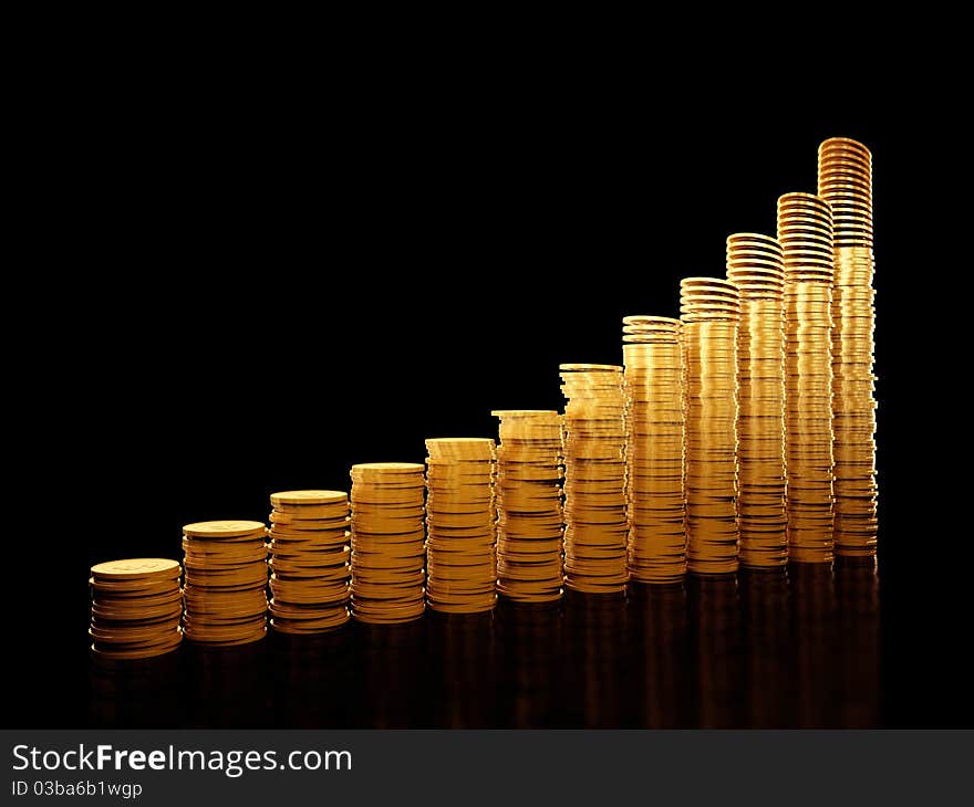 Columns from coins. Chart of success