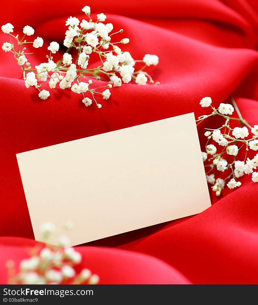 Greeting Card With Flowers On Red Background