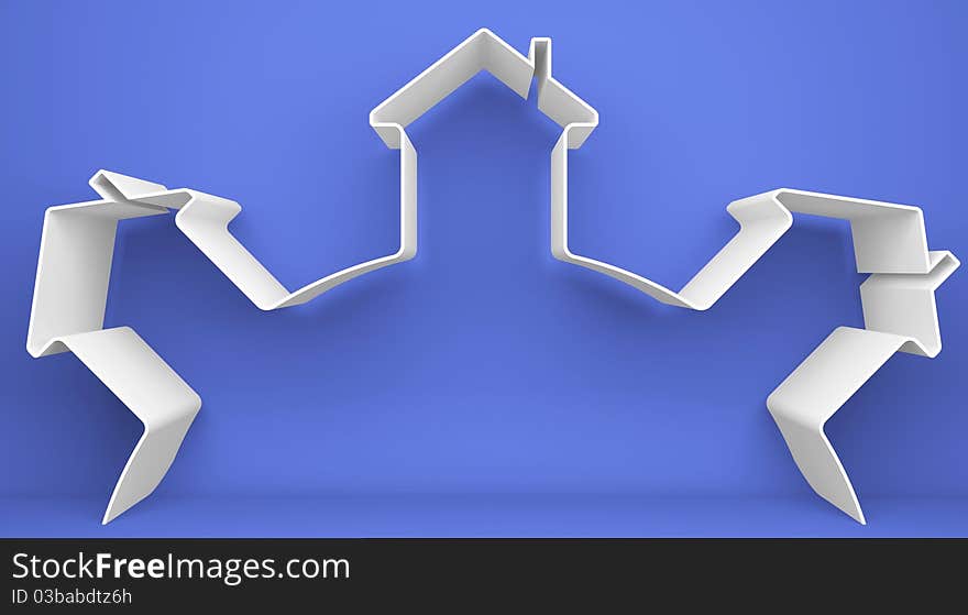 Symbolic house on the blue background