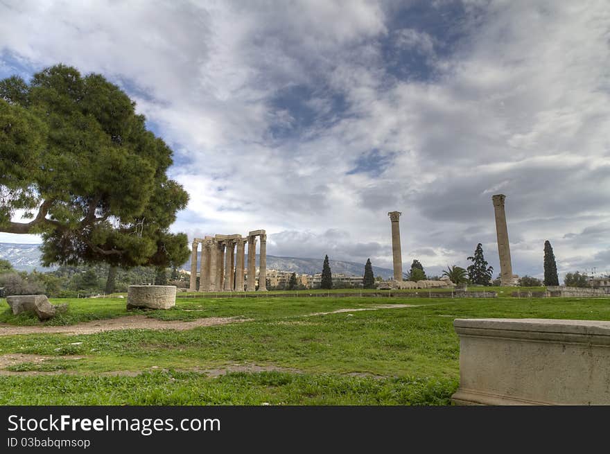 Photo of the Temple of Olympian Zeus in Athens,Greece