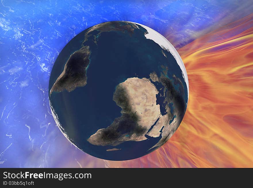 Earth fire space energy enviroment creation concept image