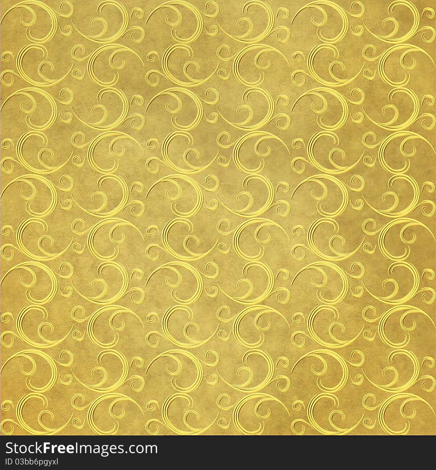 Wallpaper with golden vintage pattern. Wallpaper with golden vintage pattern