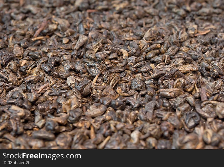 Background from leaves of traditional tea Gunpowder. Background from leaves of traditional tea Gunpowder