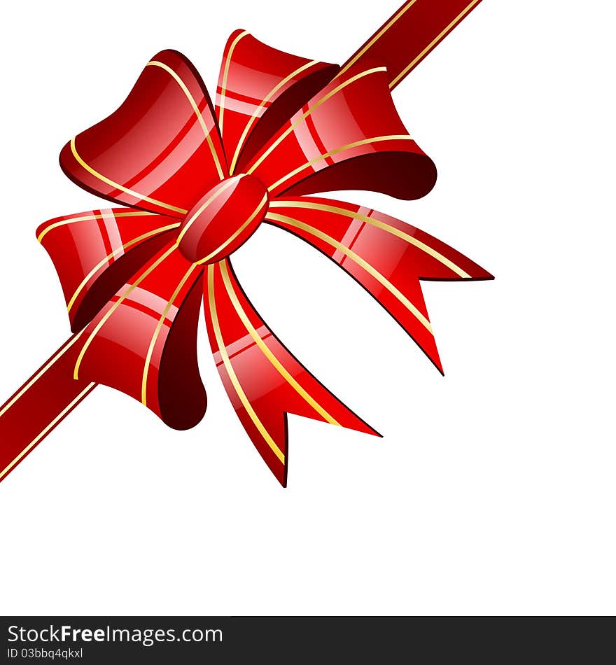 Red bow on a white background - illustration