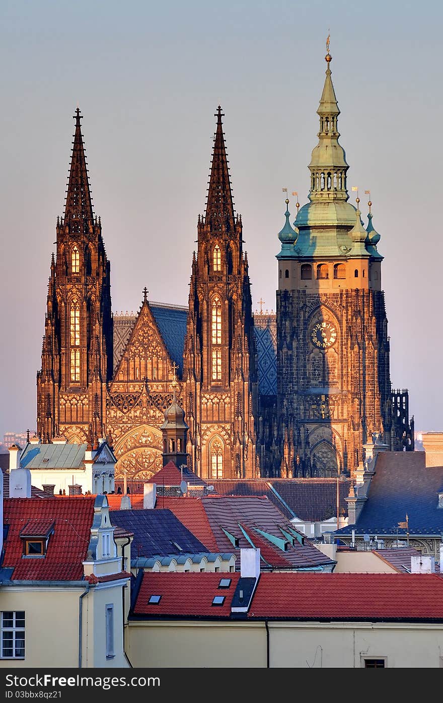 Evening light at the Cathedral of St. Vitus Cathedral in Prague. Evening light at the Cathedral of St. Vitus Cathedral in Prague