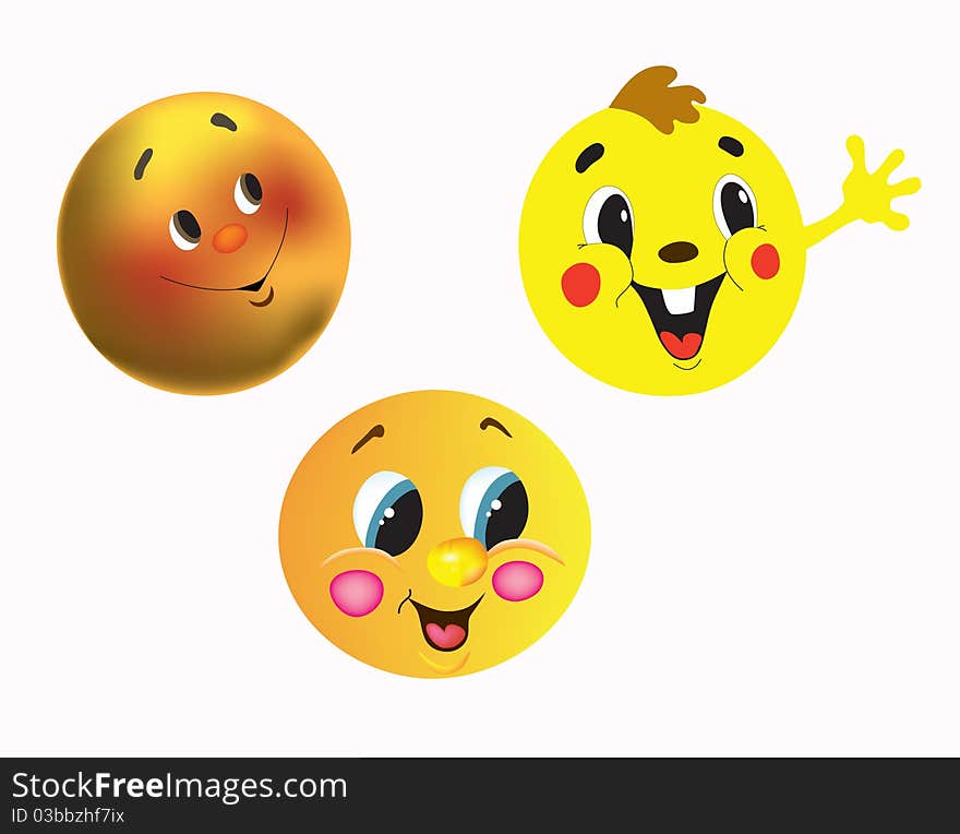 Round cheerful characters for cartoon films. Round cheerful characters for cartoon films