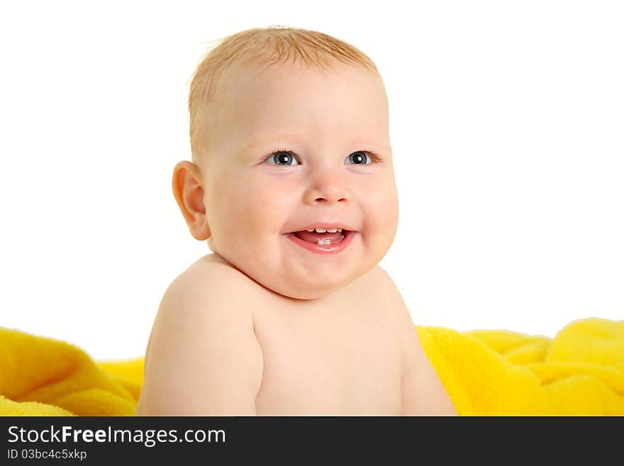 Small child isolated on white