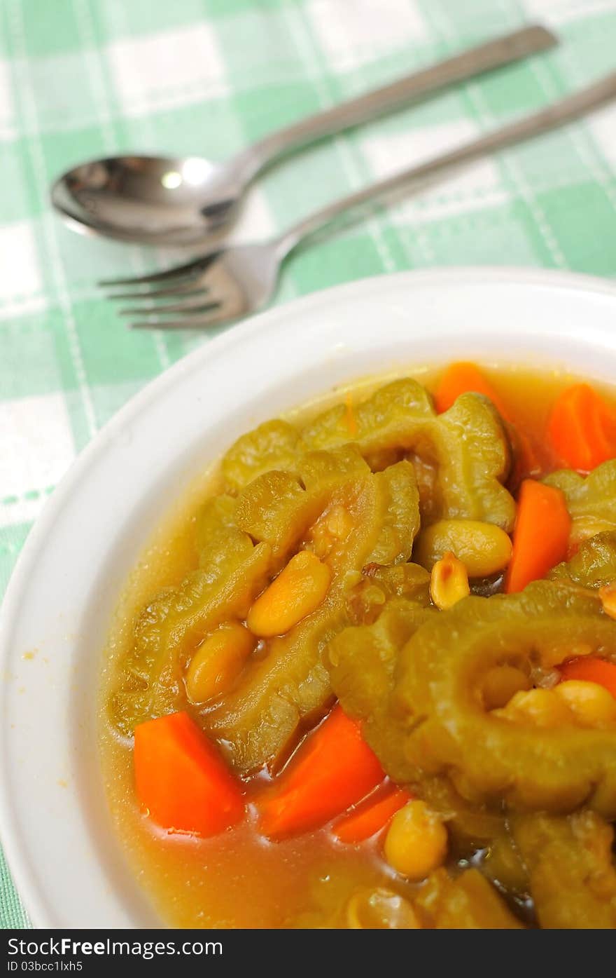 Oriental bitter gourd dish