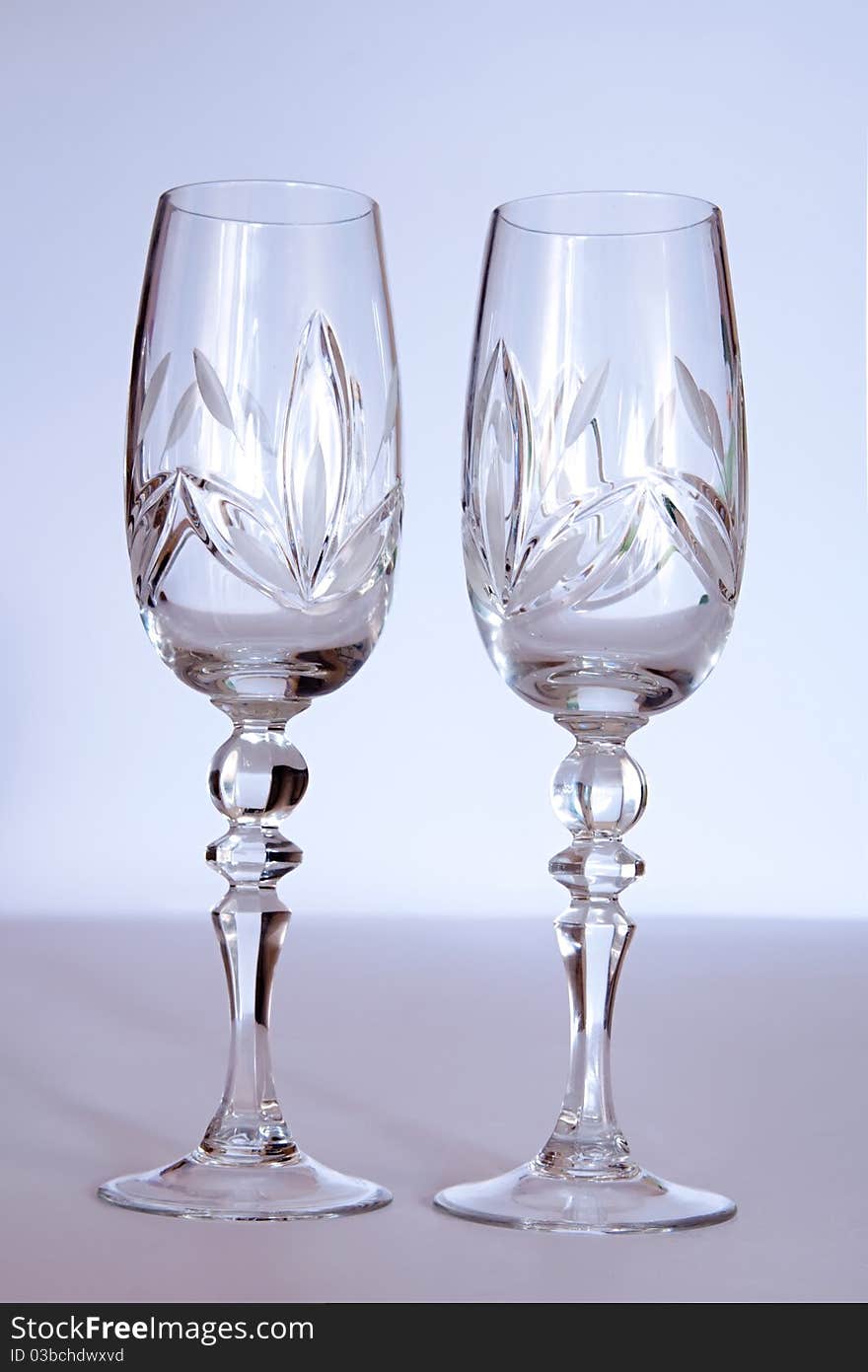 Two crystal wedding glasses