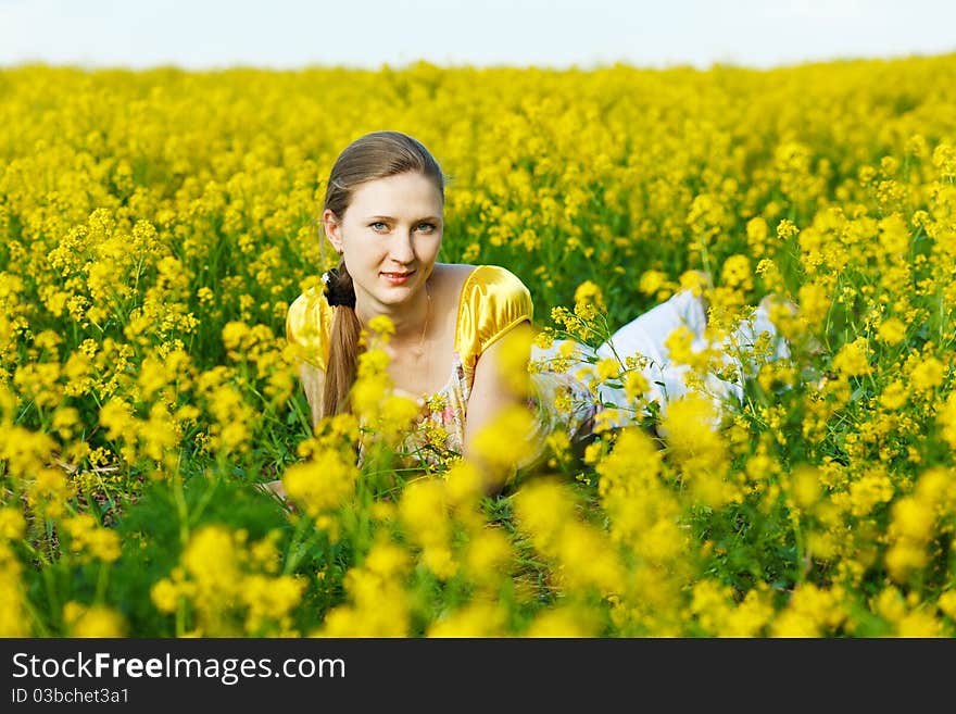 Woman On Yellow Field