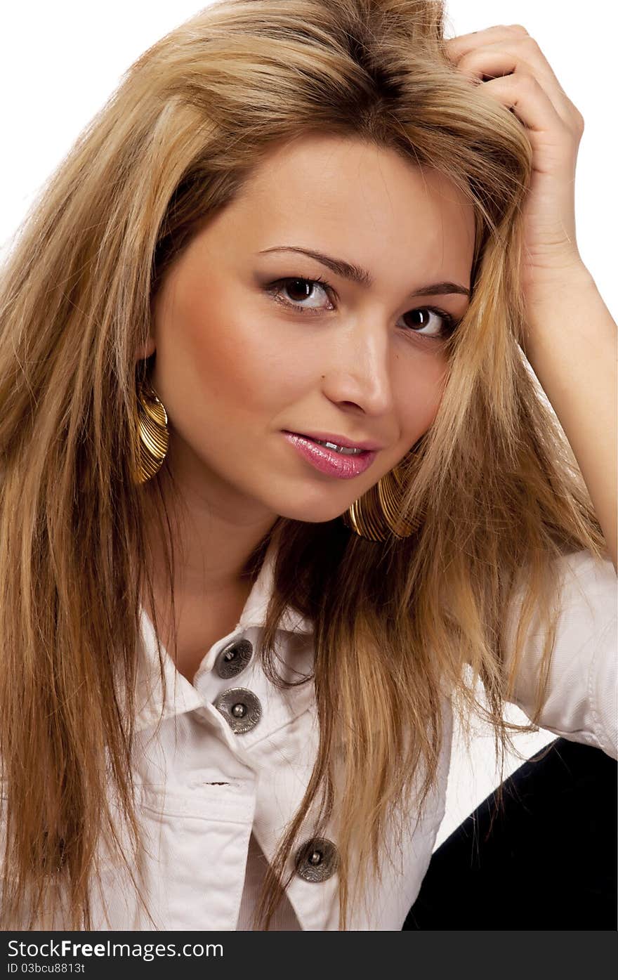 Looking women with blond hairs, isolated