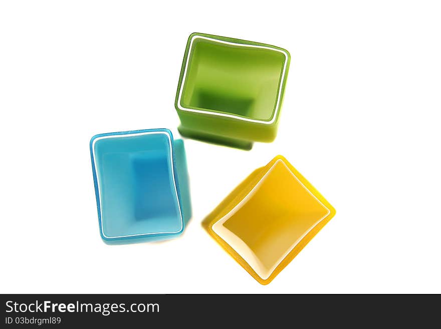 Three color glass isolated on white