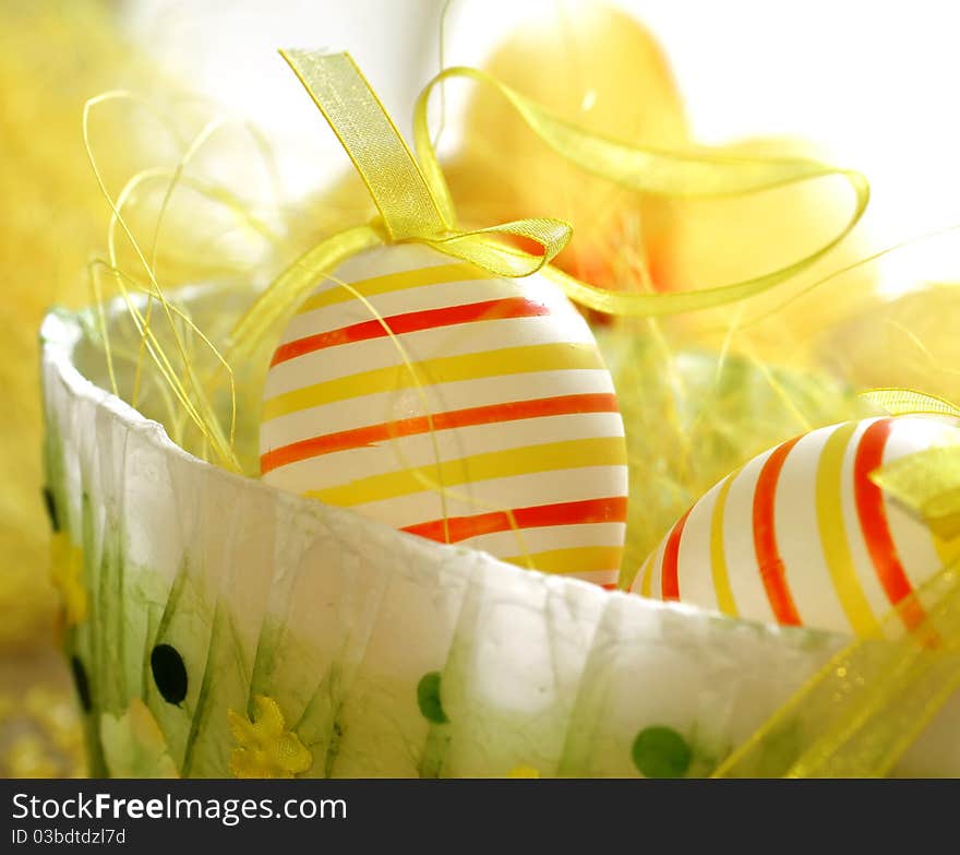 Beautiful easter eggs, holiday composition