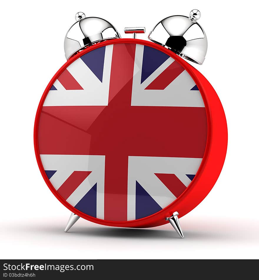 Alarm clock with an English flag