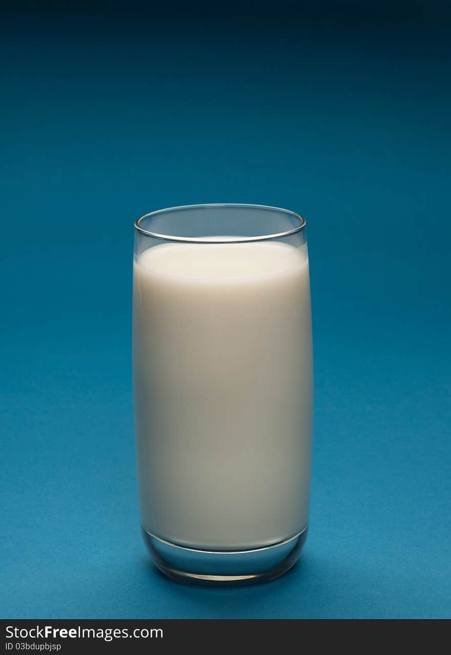 Glass Of Milk On A Blue