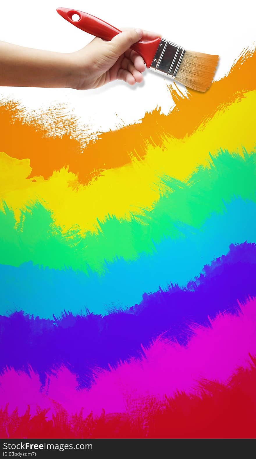 Painting wall with raimbow brush. Painting wall with raimbow brush