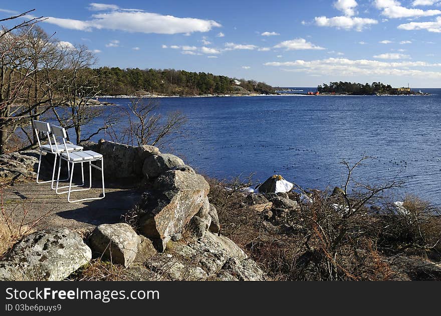 Scenic viewpoint for march Swedish bay. Scenic viewpoint for march Swedish bay