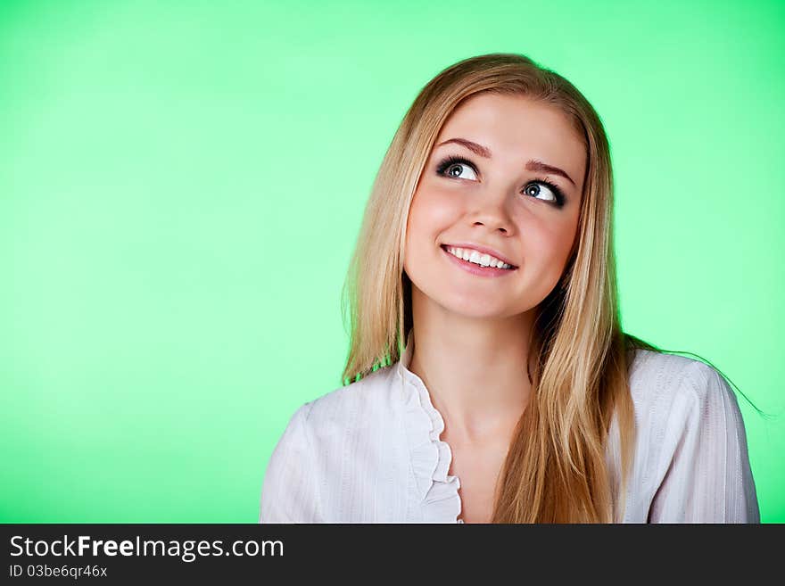 Closeup portrait of a beautiful young lady