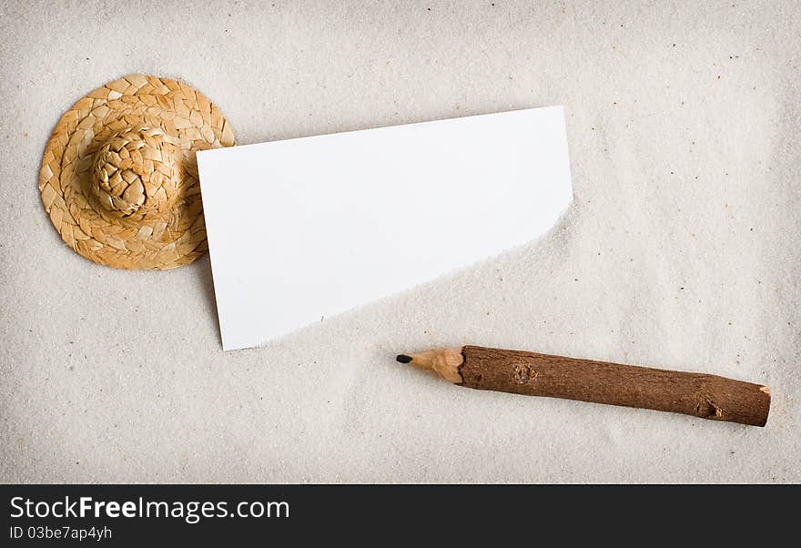 Pure sheet of paper on sand. A background. Pure sheet of paper on sand. A background