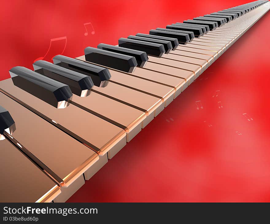 3d illustration of endless gold keyboard on isolate background. 3d illustration of endless gold keyboard on isolate background